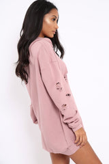 Pink Distressed Oversized Hoodie - Khloe-Hoodies