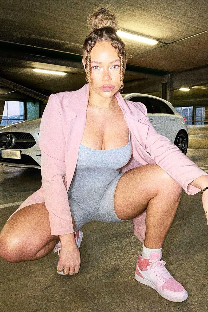 Pink Double Breasted Longline Blazer - Izelle-Blazers