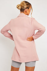 Pink Double Breasted Longline Blazer - Izelle-Blazers