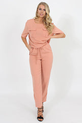 Pink Elasticated Waist & Zip Detail Trousers - Parker-Trousers