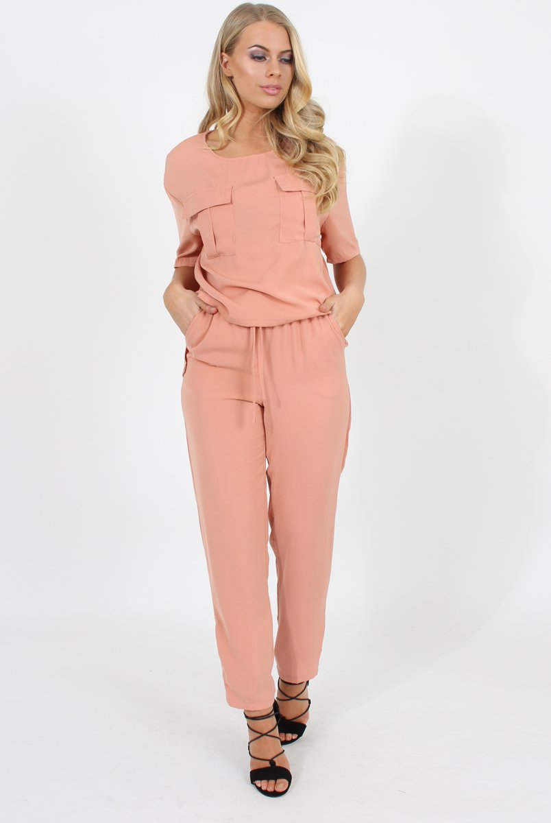 Pink Elasticated Waist & Zip Detail Trousers - Parker-Trousers