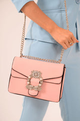 Pink Embellished Buckle Bag - Darien-Bags