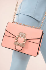 Pink Embellished Buckle Bag - Darien-Bags