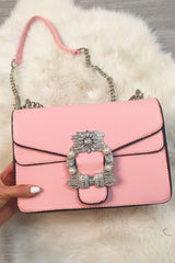 Pink Embellished Buckle Bag - Darien-Bags