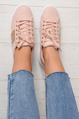 Pink Embellished Stud Platform Trainers - Aariel-Trainers