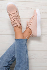 Pink Embellished Stud Platform Trainers - Aariel-Trainers