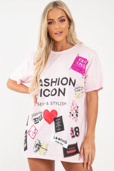 Pink Fashion Icon Slogan Print T-Shirt - Raeonna-T-shirt