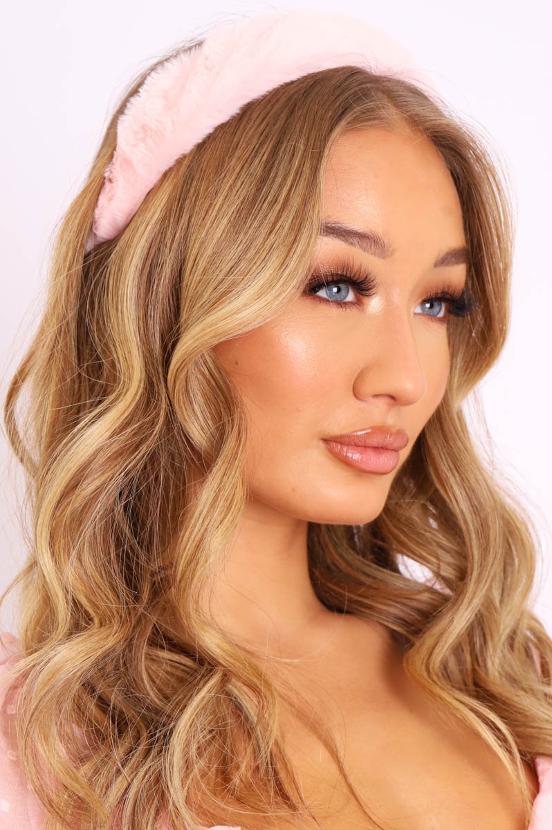 Pink Faux Fur Hairband - Vannah-Hair