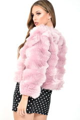 Pink Faux Fur Jacket - Estelle-Faux Fur