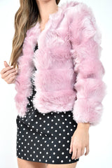 Pink Faux Fur Jacket - Estelle-Faux Fur