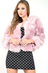 Pink Faux Fur Jacket - Estelle-Faux Fur