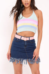 Pink Faux Lather Gold Buckle Belt - Emil-Belts