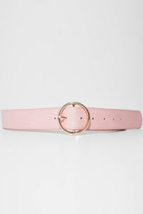Pink Faux Lather Gold Buckle Belt - Emil-Belts