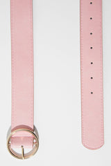 Pink Faux Lather Gold Buckle Belt - Emil-Belts