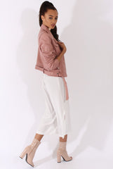 Pink Faux Leather Biker Jacket - Dallas-Jackets