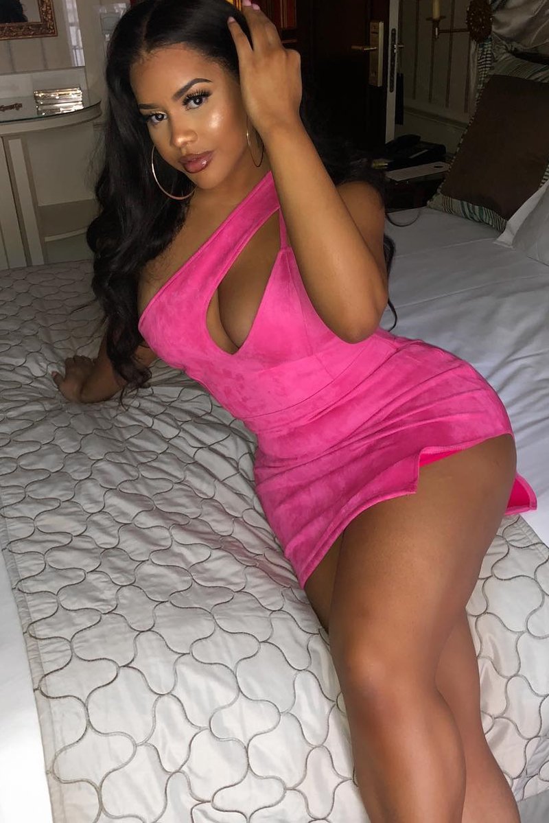 Pink Faux Suede Cut Out One Shoulder Mini Dress - Leihla-Dresses