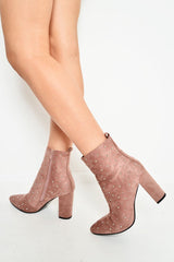 Pink Faux Suede Studded Ankle Boots - Laelynn-Boots