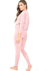 Pink Fine Cable Knit Loungewear Set - Lizette-Co-ords
