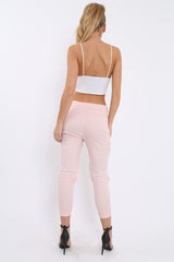 Pink Fish Net Panel Detail Joggers - Mikaela-Trousers