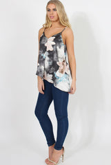 Pink Floral Asymmetric Vest Top - Patricia-Tops