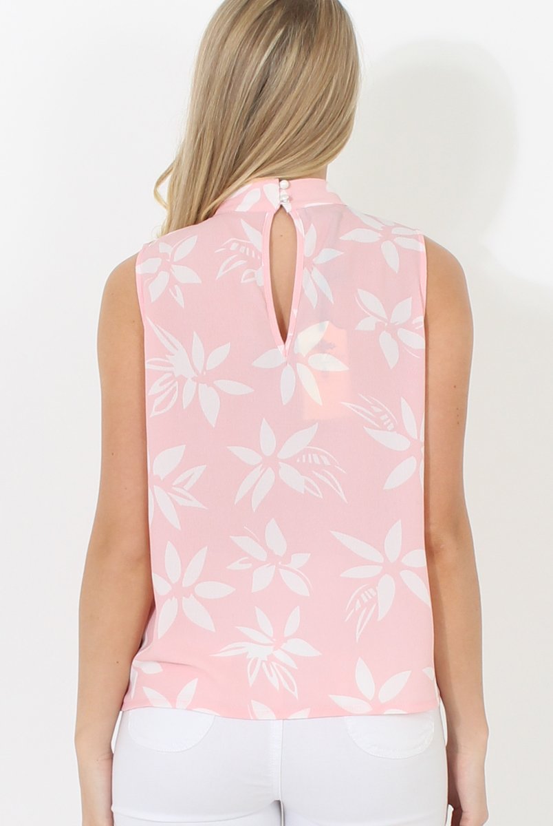 Pink Floral Cross Over Top - Stacy-Tops