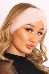 Pink Fluffy Knotted Front Headband - Candy-Hair