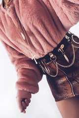 Pink Fluffy Long Sleeve Crop Jumper - Noura-Crop Jumper