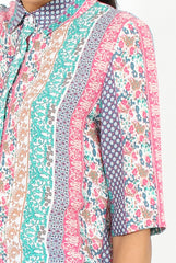 Pink Folk Print Cropped Shirt - Tiff-Shirts