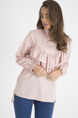 Pink Frill Detail Oversized Shirt - Lydia-Shirts