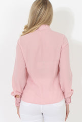 Pink Frill Front Blouse - Camille-Blouses