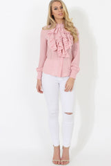 Pink Frill Front Blouse - Camille-Blouses