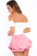 Pink Frill High Waisted Shorts - Claudelle-Shorts