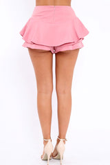 Pink Frill High Waisted Shorts - Claudelle-Shorts