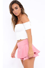 Pink Frill High Waisted Shorts - Claudelle-Shorts