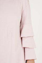 Pink Frilled Sleeve Swing Dress - Aaria-Dresses