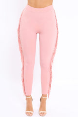 Pink Fringe Leggings - Rosaleen-Trousers