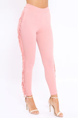 Pink Fringe Leggings - Rosaleen-Trousers