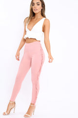 Pink Fringe Leggings - Rosaleen-Trousers