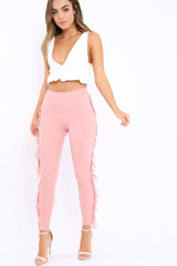 Pink Fringe Leggings - Rosaleen-Trousers
