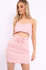 Pink Gingham Bralet and Skirt Co-ord - Emery-Co-ords