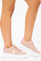 Pink Glitter Chunky Sole Trainers - Faye-Trainers