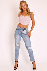 Pink Glitter Corset Detail Bralet - Delmy-Bralets