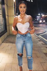 Pink Glitter Corset Detail Bralet - Delmy-Bralets