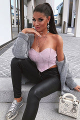 Pink Glitter Corset Detail Bralet - Delmy-Bralets