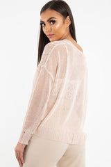 Pink Glitter Net Cable Knit Jumper - Cordia-Jumper
