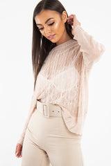 Pink Glitter Net Cable Knit Jumper - Cordia-Jumper