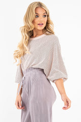 Pink Glitter Stripe Batwing Jumper - Bowyn-Jumper
