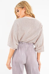 Pink Glitter Stripe Batwing Jumper - Bowyn-Jumper
