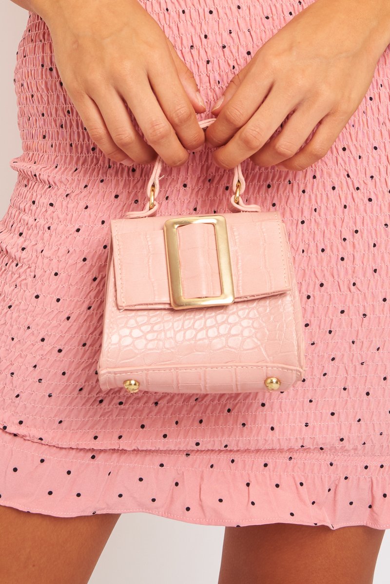 Pink Gold Belt Buckle Detail Mini Bag - Reesa-Bags