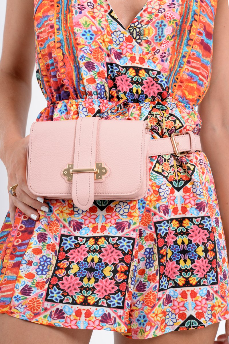 Pink Gold Buckle Bum Bag - Braley-Bags